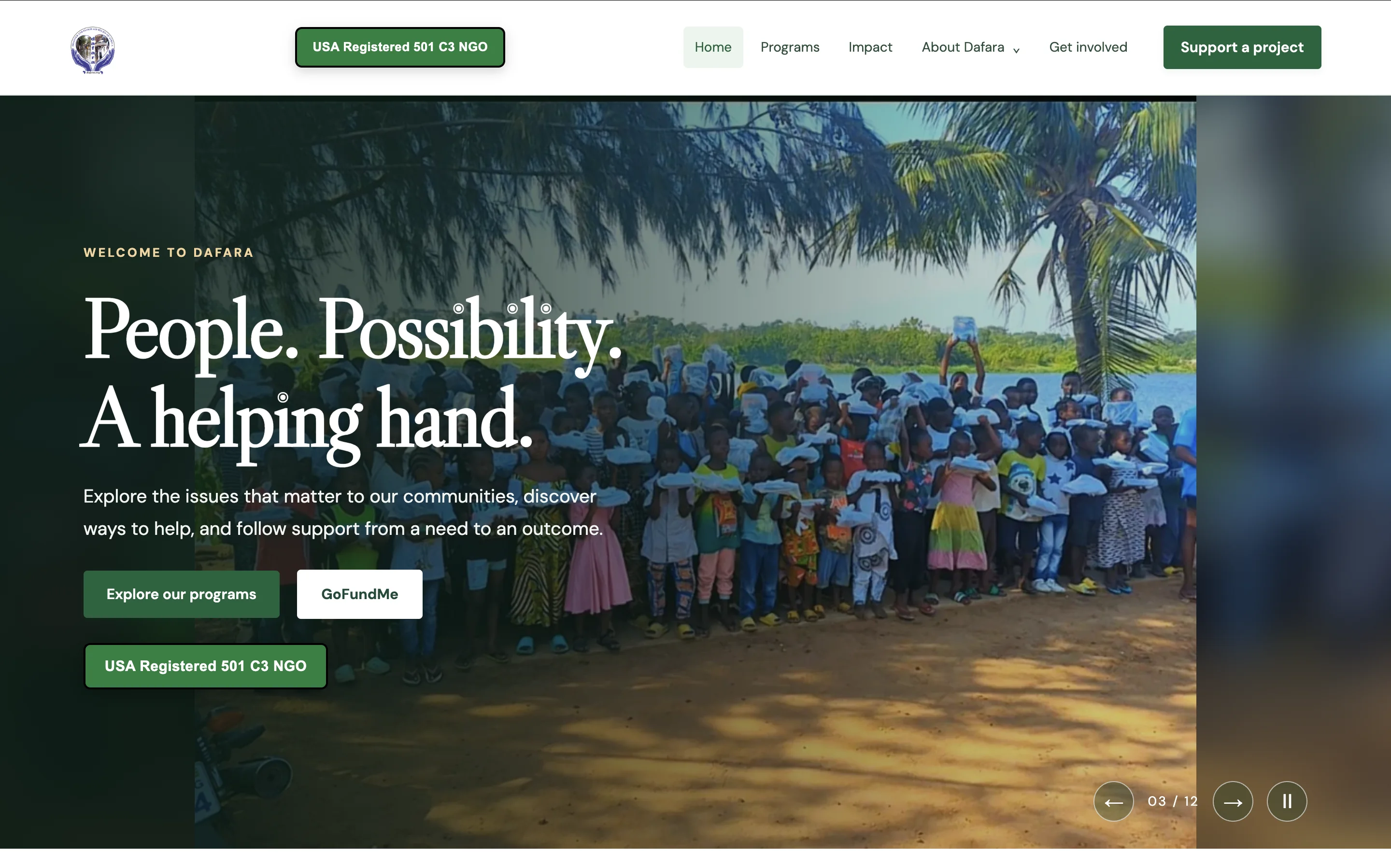 DAFARA platform screenshot